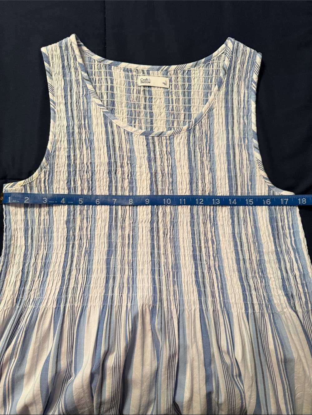 croft & barrow Blue Stripe & Orange Floral Sleeveless Cotton Dresses - Picture 3 of 3